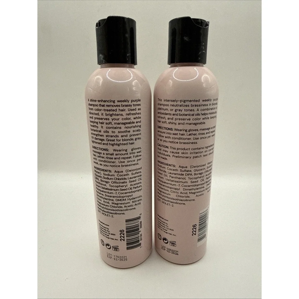 2 - L'ange Shampoo Violet Purple Toning 8.45 fl oz Lange Hair Product NEW Exp